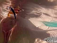 Huge Boob Redhead Model Lilly Mays Showering Off And Underwater Jacuzzi Dildo Masturbation