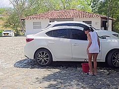 Colombian Has Sex In A Public Car Wash With A Guy With A Big Cock With Max Rose, Max Betancur And Athenea Rose