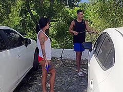 Colombian Has Sex In A Public Car Wash With A Guy With A Big Cock With Max Rose, Max Betancur And Athenea Rose