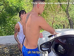 Colombian Has Sex In A Public Car Wash With A Guy With A Big Cock With Max Rose, Max Betancur And Athenea Rose