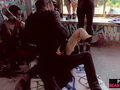 Slut fucked and humiliated in public