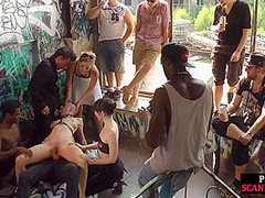 Slut fucked and humiliated in public