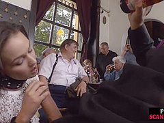 Naughty slut gets humiliated in public