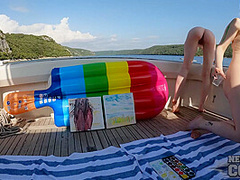 Nude Creative Porn Ingrida And Diana Painting Naked On A Yacht Vacation
