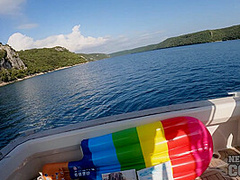 Nude Creative Porn Ingrida And Diana Painting Naked On A Yacht Vacation