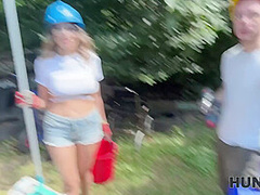 HUNT4K. Hunter seduced a hot girl with big boobs and humiliated her BF