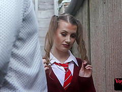 Amateur petite voyeur teasing horny guy