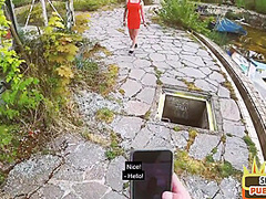 Horny bigtitted MILF doggyfucked outdoor