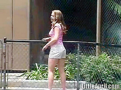 Hot solo teen babe outdoors finger fucking her pussy hole