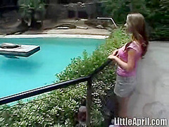 Hot solo teen babe outdoors finger fucking her pussy hole