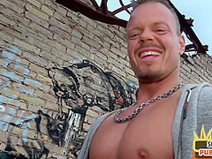 Pulled horny slut cockbouncing outdoor