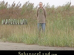 Paris Pink In Leashed Slave Walked As Pet On The Beach