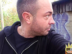 Bigtitted MILF cockriding in public