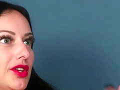 Stunning voyeur watching lad jerking off