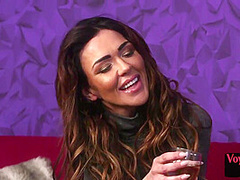 Stunning voyeur watching guy jerking