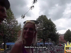 Picked up blonde MILF shared by 2 dicks