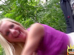 Picked up blonde MILF shared by 2 dicks