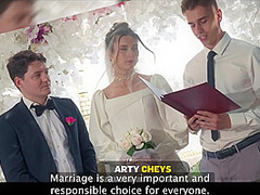 VIP4K. Hot bride is having a rough sex with a master of ceremonies, guests are shocked