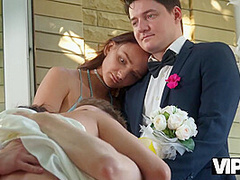 VIP4K. Hot bride is having a rough sex with a master of ceremonies, guests are shocked