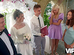 VIP4K. Hot bride is having a rough sex with a master of ceremonies, guests are shocked