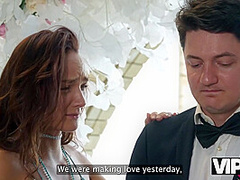 VIP4K. Hot bride is having a rough sex with a master of ceremonies, guests are shocked