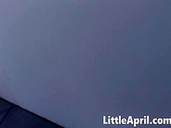 Hot petite teen masturbates hard in solo