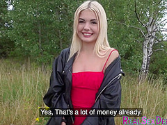 Blonde beauty doggystyled by stranger