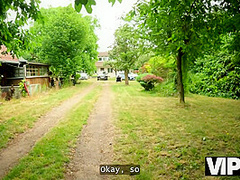 VIP4K. Babe with pierced nipples and tattoos fucks in the woods