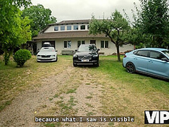 VIP4K. Babe with pierced nipples and tattoos fucks in the woods