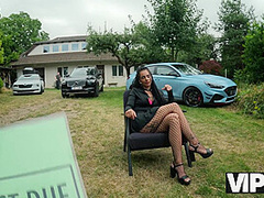 VIP4K. Babe with pierced nipples and tattoos fucks in the woods