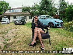 VIP4K. Babe with pierced nipples and tattoos fucks in the woods