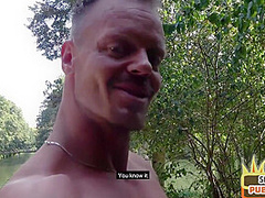 Horny blonde MILF pussydrilled in public