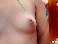 Brooke Haze models her new string bikini in an outdoor shower. She's tiny and horny as hell.