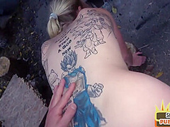 stunning inked slut doggystyled outdoor