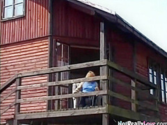 Hot busty outdoor blonde fucked on the farm
