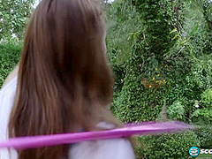 Lillith Adams shows off her Hula Hoop skills. Then, she swivels her hips on a stud's cock until he blasts her with a cum facial. - Lillith Adams and Juan Largo - NaughtyMag