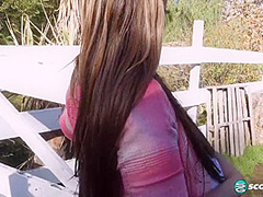 Africa Gets Out Her Giant Tits Outdoors And Plays With Her