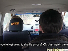 Blonde horny driving learner got smashed