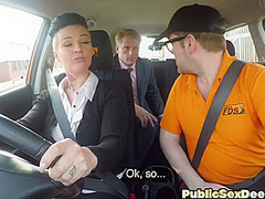 Bigtitted driving learner cockriding