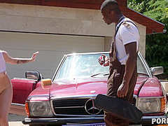 Blonde Hottie With Car Trouble Gets Slammed By BBC Mechanic GP2456