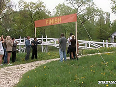 Four Pornstars Race Naked for Sex in This Outdoor Group Sex Scene - Private Porn Sex Videos