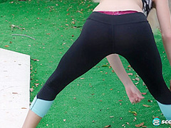 Yoga chick Sveera stretches outside and then loses her yoga clothes, spreads and fingers her snatch. - Sveera Fire - NaughtyMag