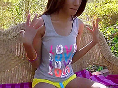 Tiny trisha fingers herself in a POV scene