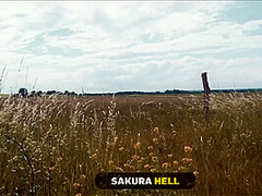 BRIDE4K. Sakura Hell ran away from her wedding and showed her tits to a strange shepherd