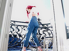 Wetting Jeans And Smoking On Balcony