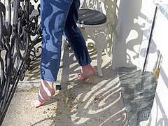 Wetting Jeans And Smoking On Balcony