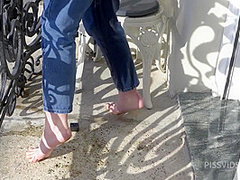 Wetting Jeans And Smoking On Balcony