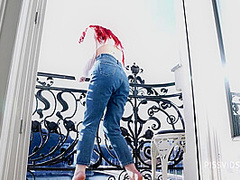 Wetting Jeans And Smoking On Balcony