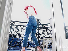 Wetting Jeans And Smoking On Balcony