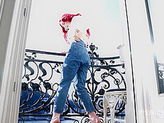 Wetting Jeans And Smoking On Balcony